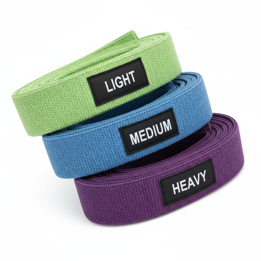 3-pack resistance fitness bands stacked view on white background
