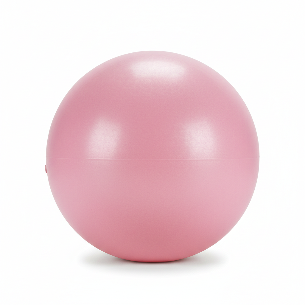 Pink exercise yoga ball front view on white background