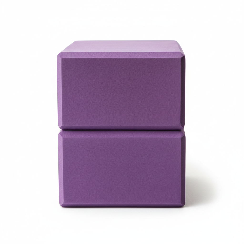 Purple yoga foam blocks 4 inch front view on white background